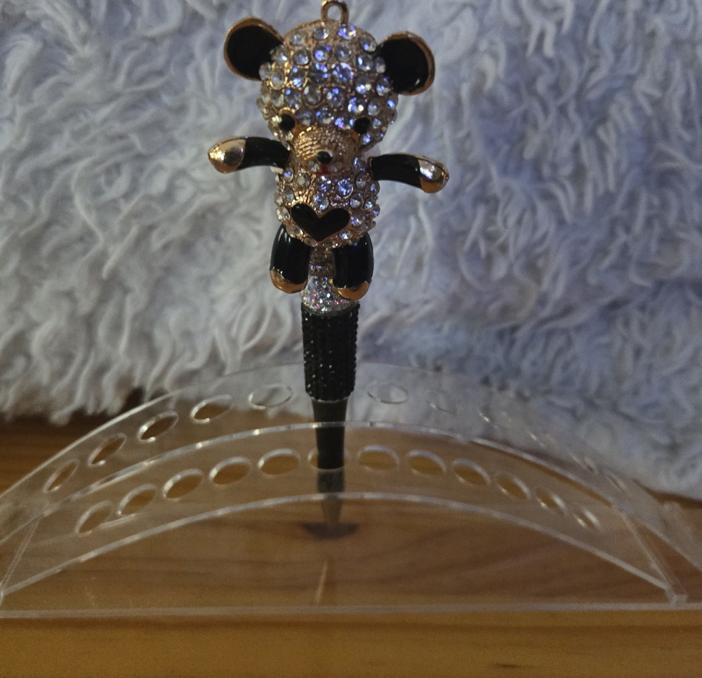 Handmade Rhinestone Teddy Bear Charm Pen